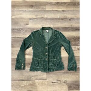 Sundance Velvet Blazer Green Button Up Jacket Women's Size S